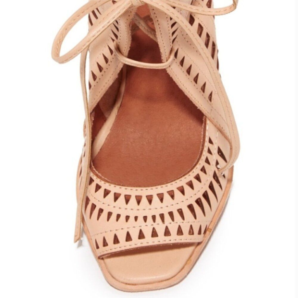 ✨Jeffrey Campbell x Free People Serena Lt Grey Laser Cut Leather Wedge Sandal🌷✨ - Picture 6 of 16